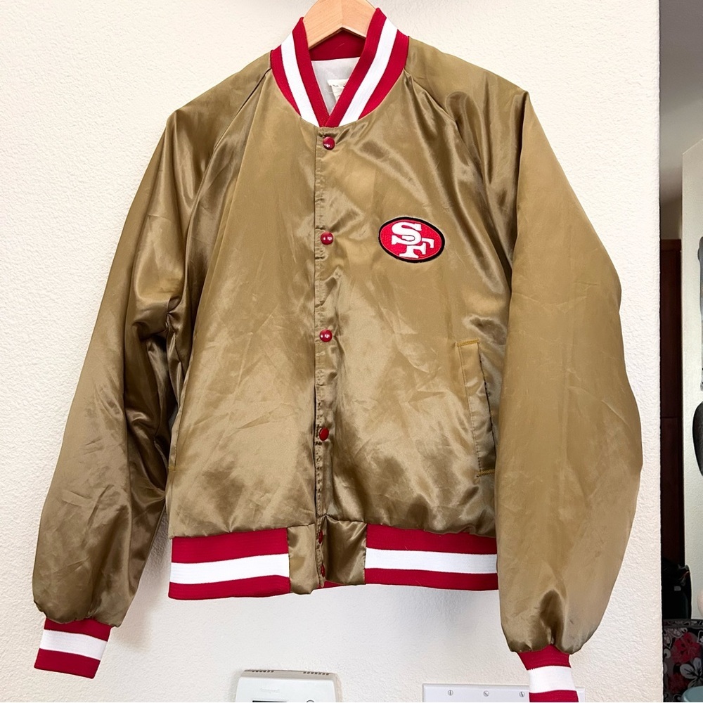 San Francisco 49ers Chalk Line Jacket Men’s Size XL Authentic Vintage Satin Gold